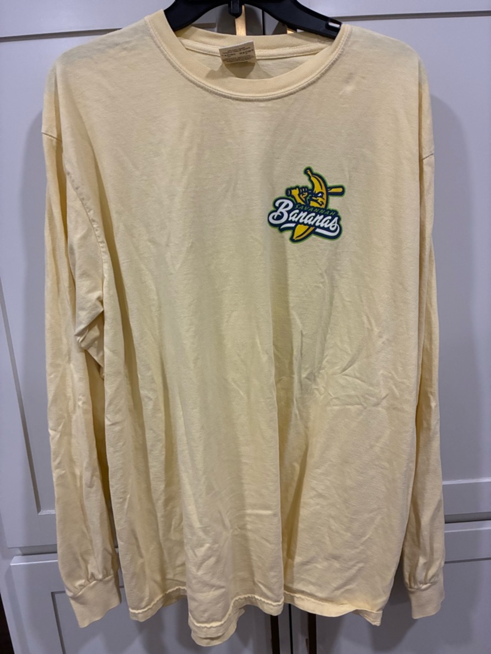 Savannah Bananas Comfort Colors baseball Pale Yellow Long Sleeve Tee Shirt